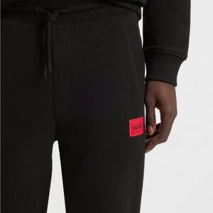 HUGO Black Joggers with Red Logo